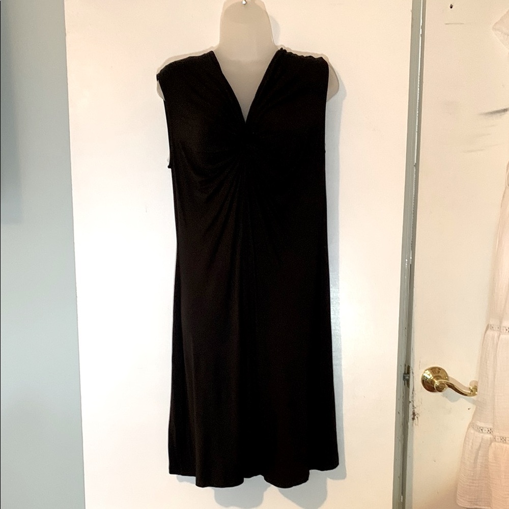 Michael Kors Black Sheath Midi Dress V-Neck